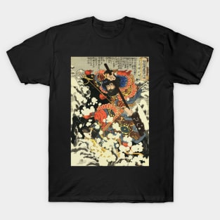 Samurai With Huge Axe Riding On Horse - Antique Japanese Ukiyo-e Woodblock Print Art T-Shirt